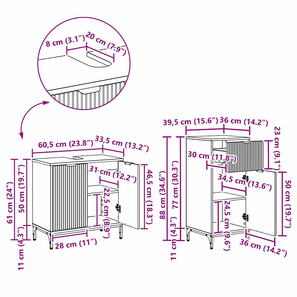 vidaXL Badezimmermöbel-Set mit Regal 2 pcs Weiß Sperrholz und Metall
