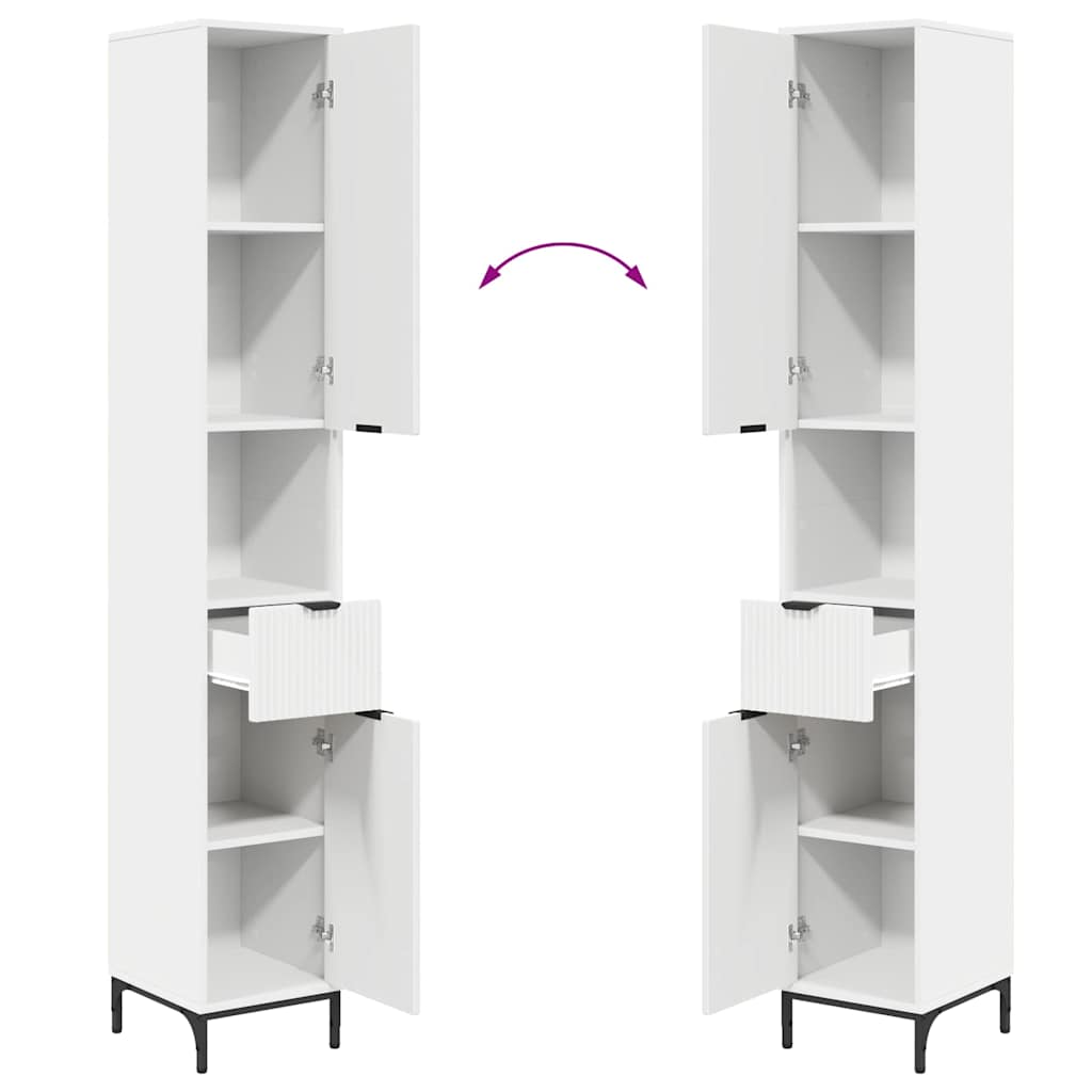 vidaXL Badezimmermöbel-Set mit Schubladen Weiß Holzwerkstoff, Metall