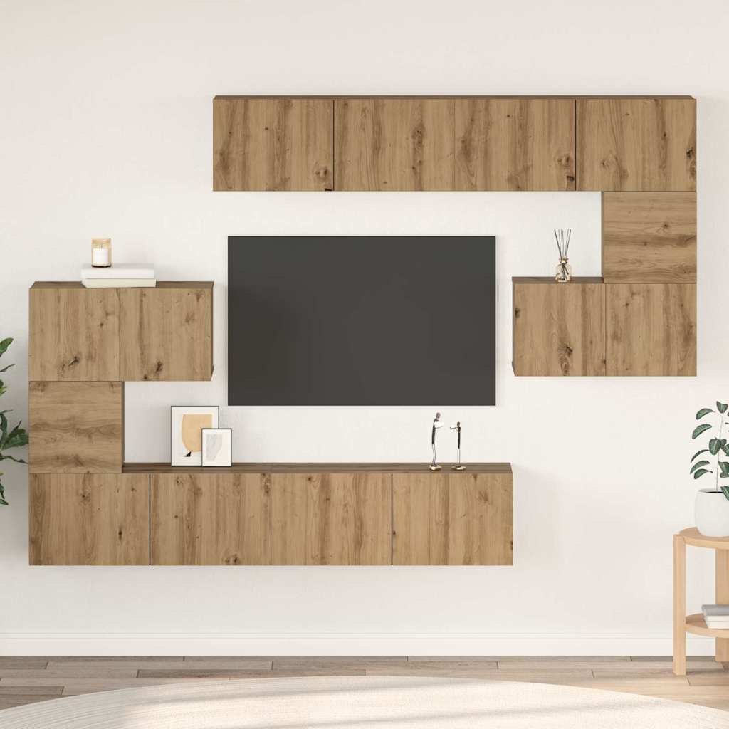 vidaXL 8-tlg. TV-Schrank-Set Weiß Holzwerkstoff