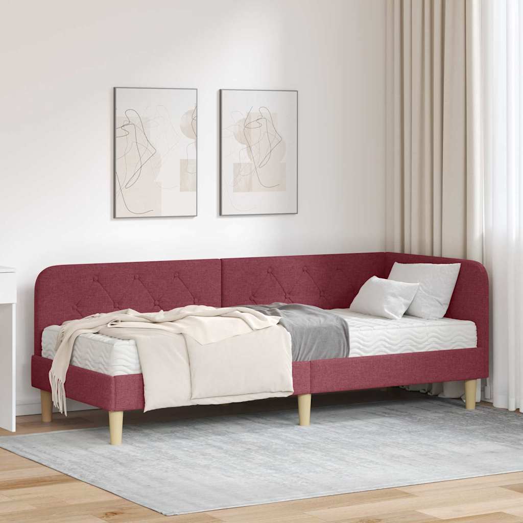 vidaXL Eckbettgestell mit Matratze Hellgrau 80 x 200 cm Stoff