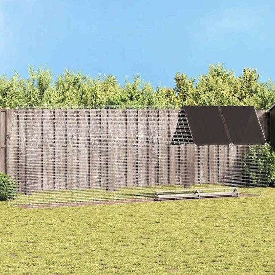 vidaXL Hühnerkäfig 2 pcs Silber 600 x 100 x 210 cm Verzinkter Stahl