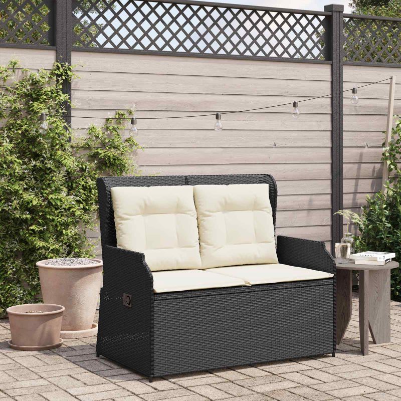 vidaXL Gartenbank Schwarz Poly-Rattan
