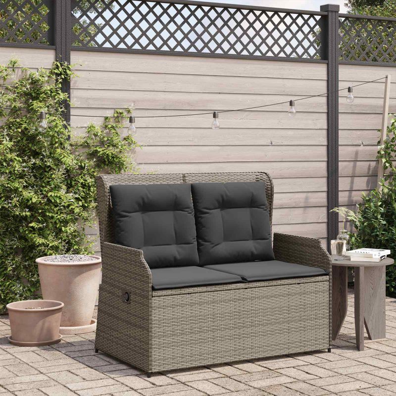 vidaXL Gartenbank Schwarz Poly-Rattan