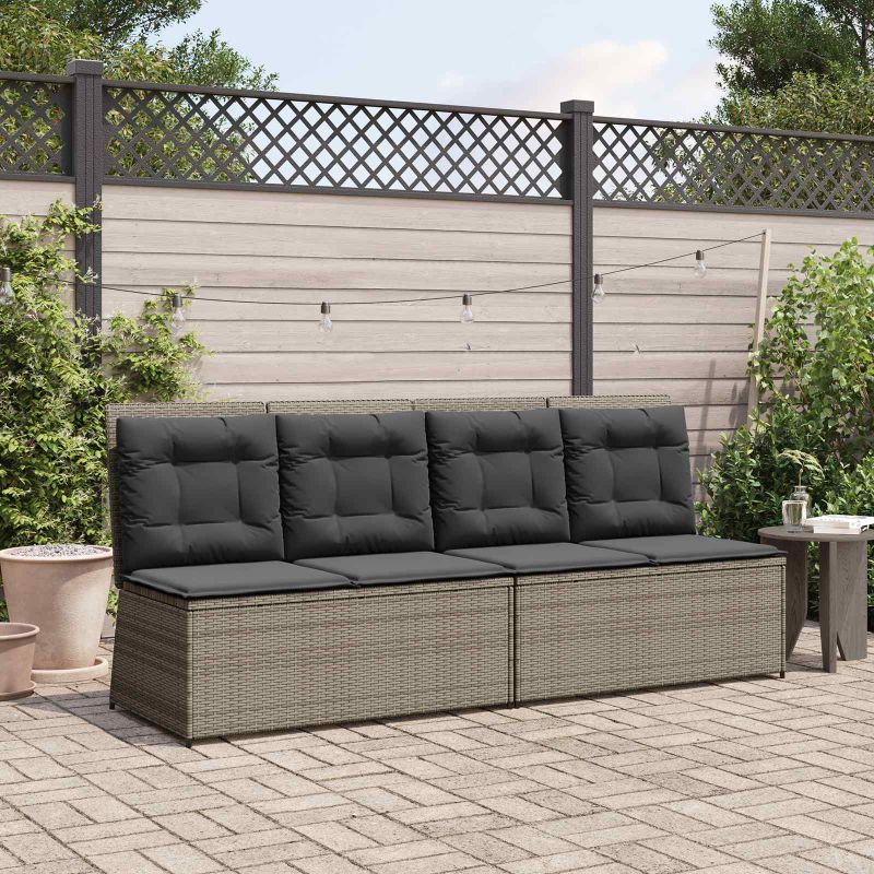 vidaXL Gartenbank Schwarz Poly-Rattan