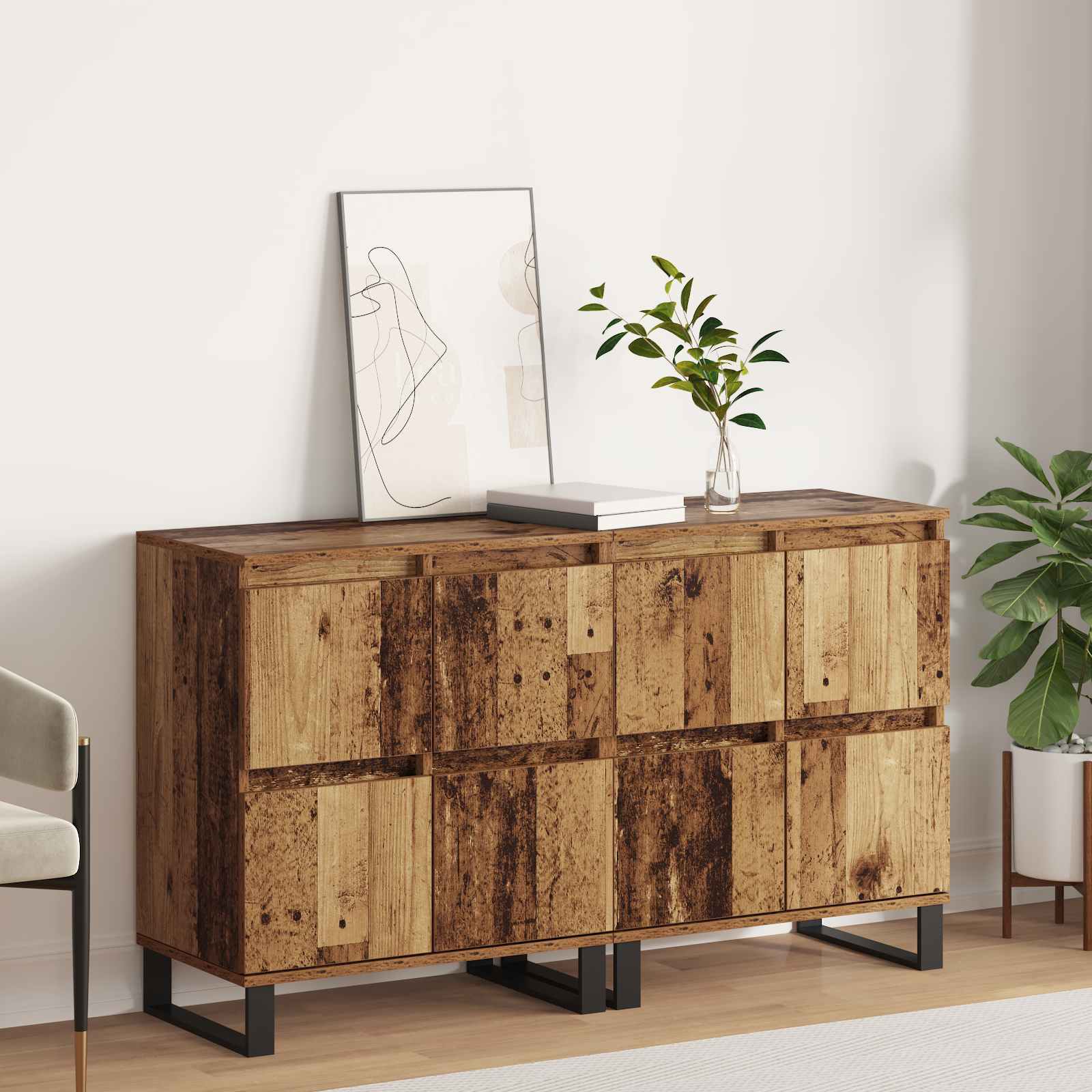 Sideboards 2 Stk. Weiß Holzwerkstoff
