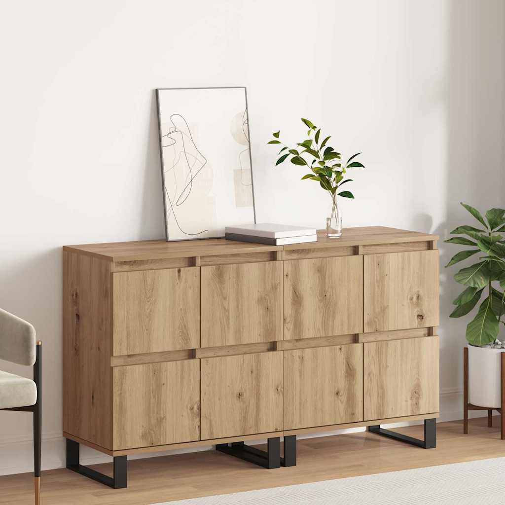 vidaXL Sideboards 2 Stk. Weiß Holzwerkstoff