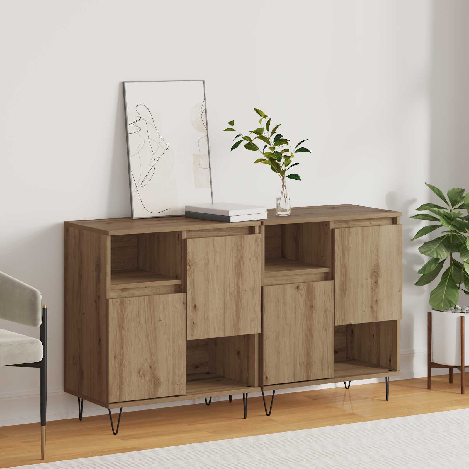 Sideboards 2 Stk. Weiß Holzwerkstoff