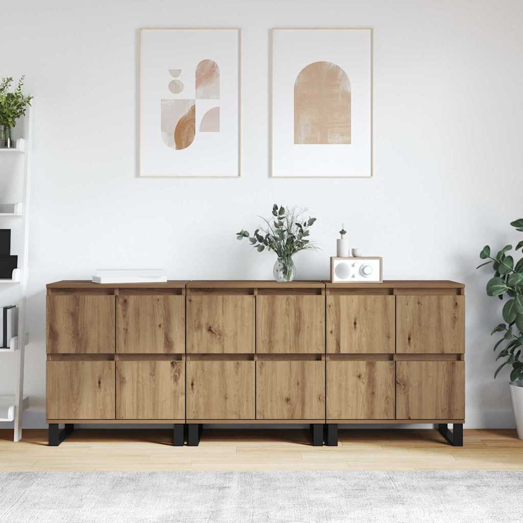 vidaXL Sideboards 2 Stk. Weiß Holzwerkstoff