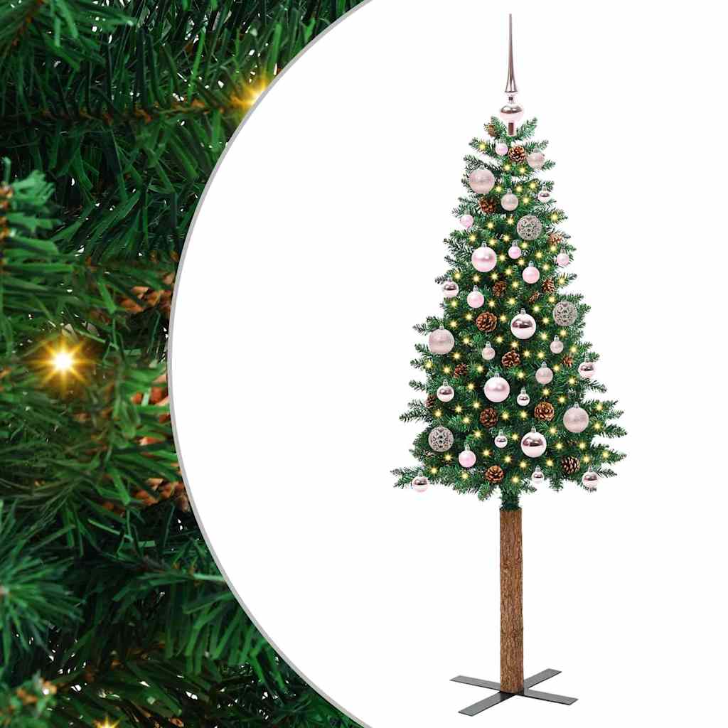 vidaXL Schlanker Weihnachtsbaum mit 150 LEDs mit Ständer Grün 150 cm