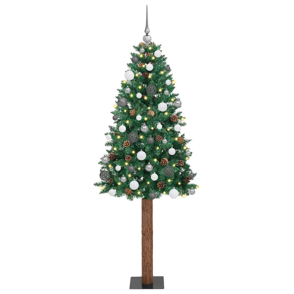 vidaXL Schlanker Weihnachtsbaum mit 150 LEDs mit Ständer Grün 150 cm