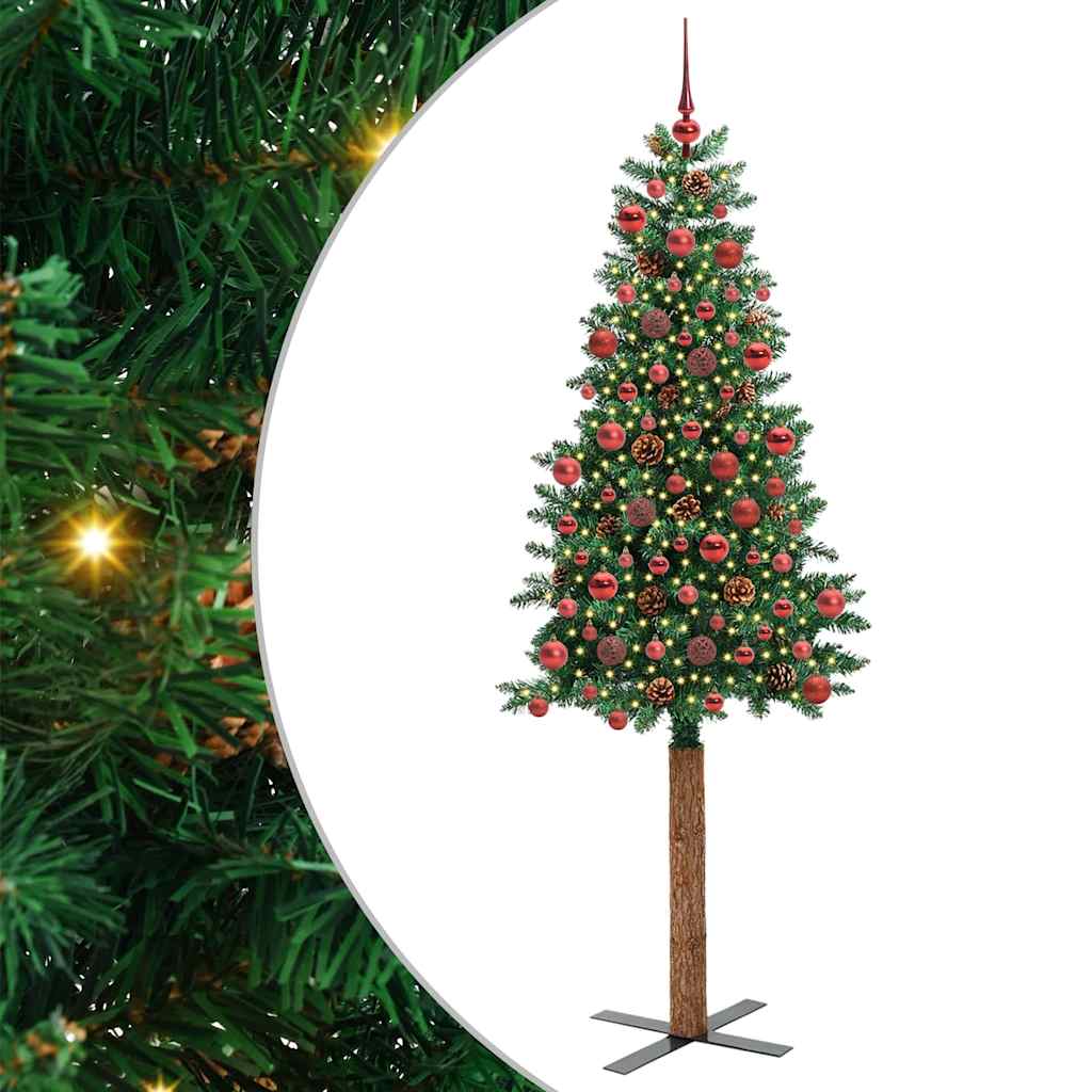 vidaXL Schlanker Weihnachtsbaum mit 150 LEDs mit Ständer Grün 150 cm