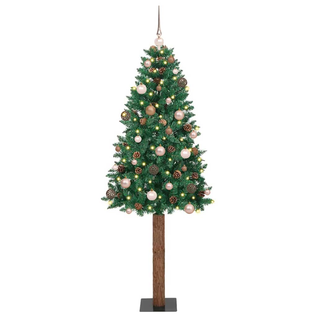 vidaXL Schlanker Weihnachtsbaum mit 150 LEDs mit Ständer Grün 150 cm