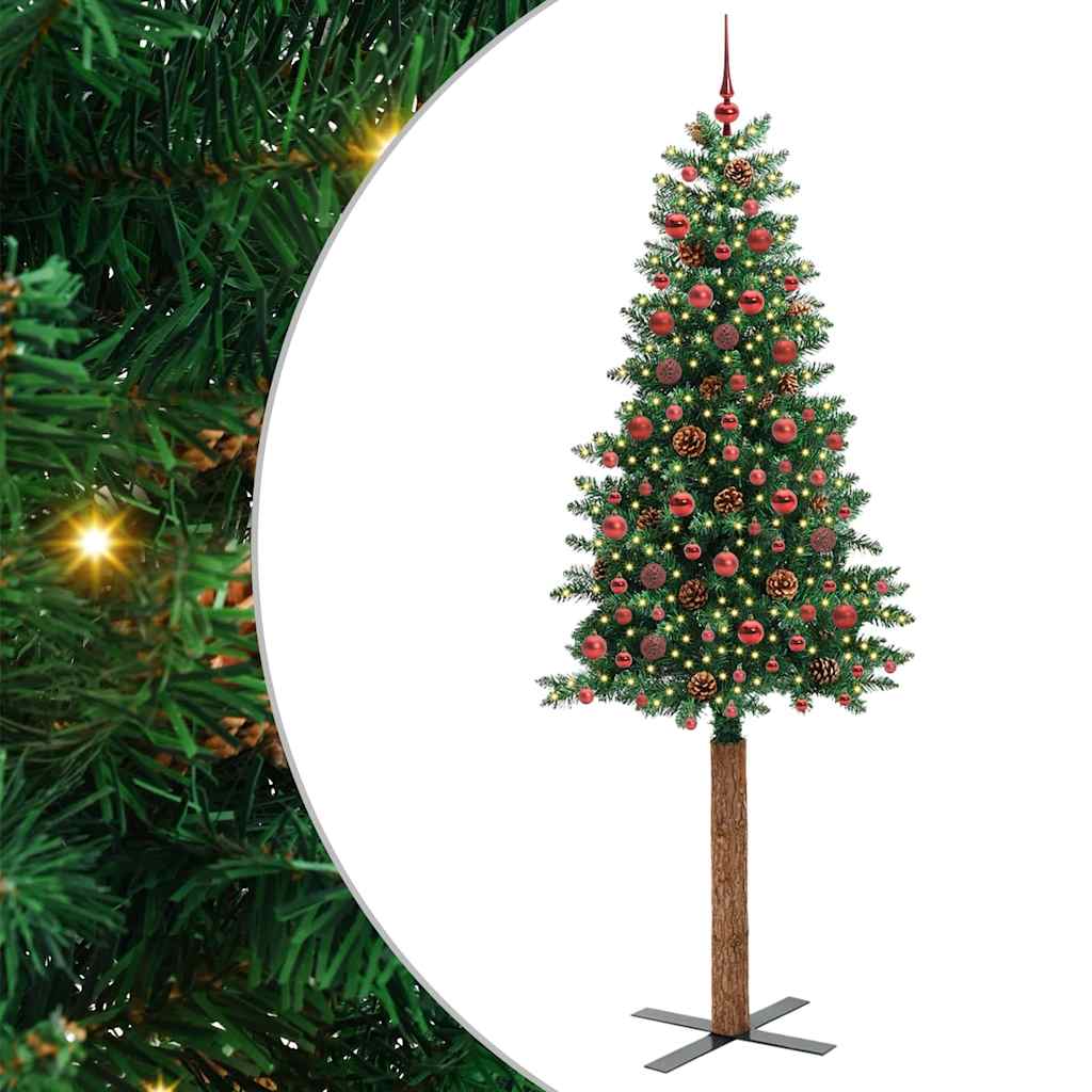 vidaXL Schlanker Weihnachtsbaum mit 150 LEDs mit Ständer Grün 150 cm