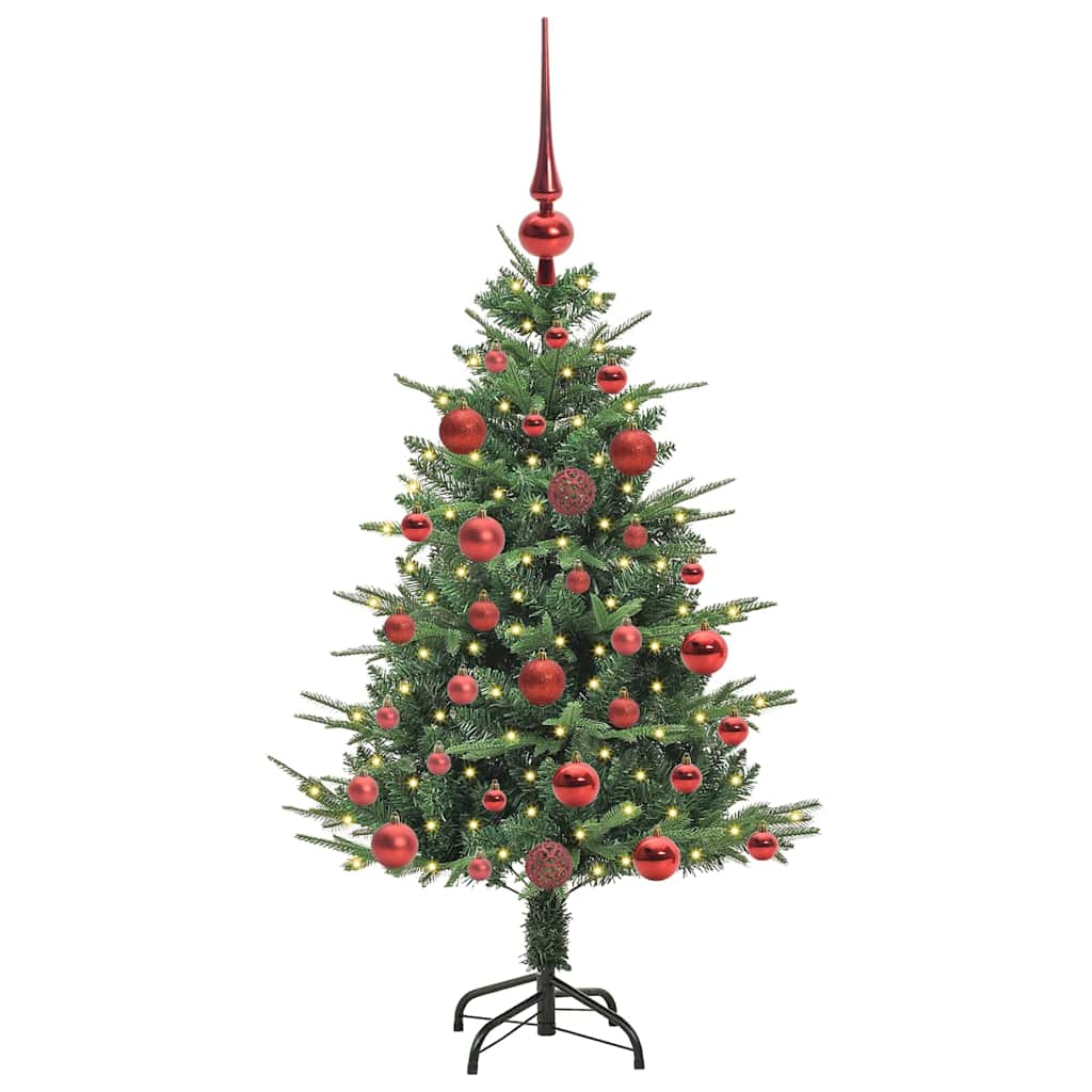 vidaXL Künstlicher vorbeleuchteter Weihnachtsbaum mit Kugelset 120 cm