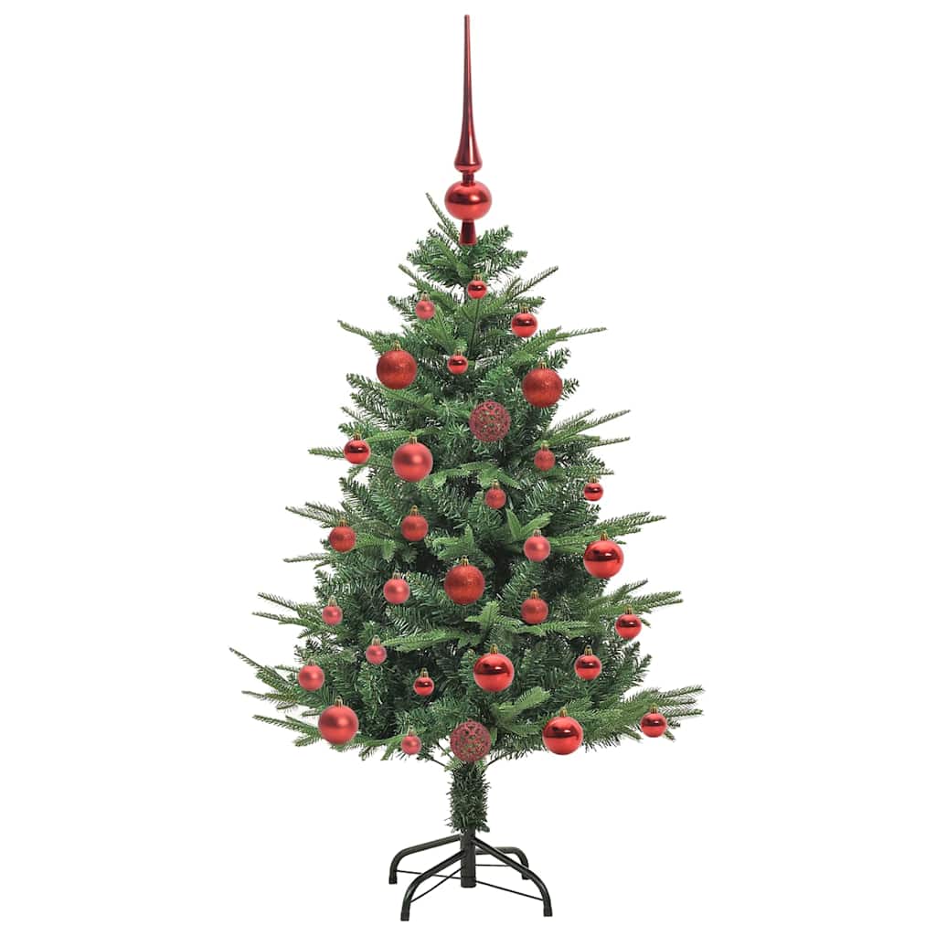 vidaXL Künstlicher vorbeleuchteter Weihnachtsbaum mit Kugelset 120 cm