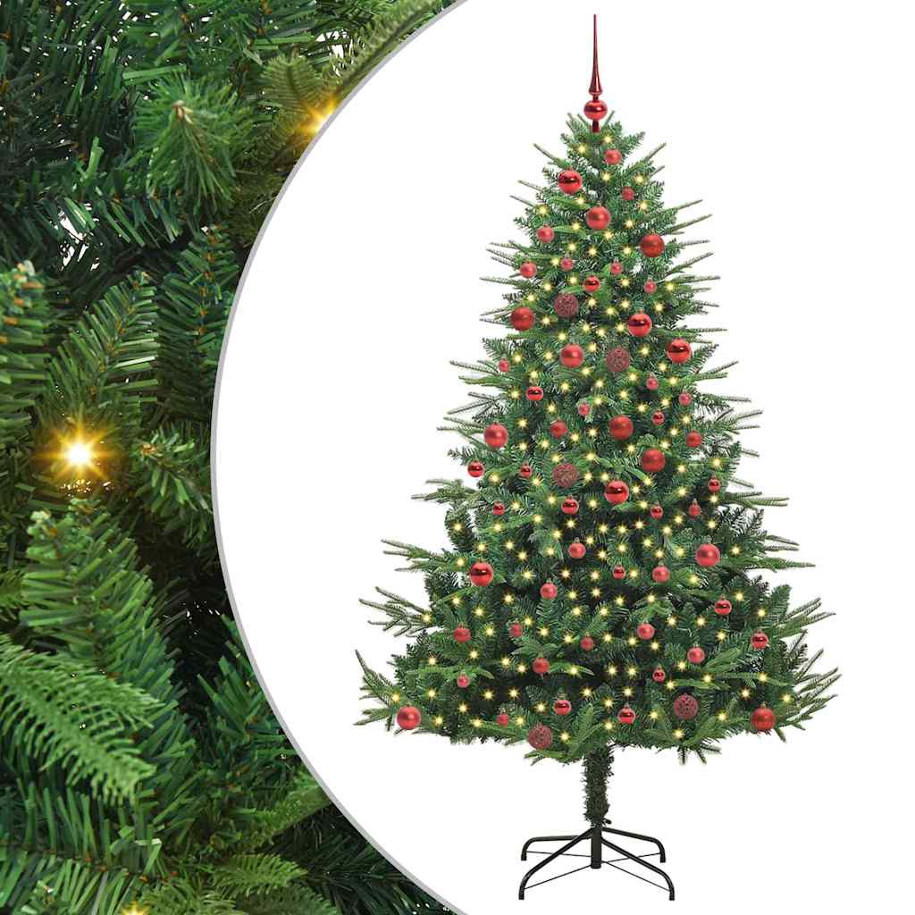 vidaXL Künstlicher vorbeleuchteter Weihnachtsbaum mit Kugelset 120 cm