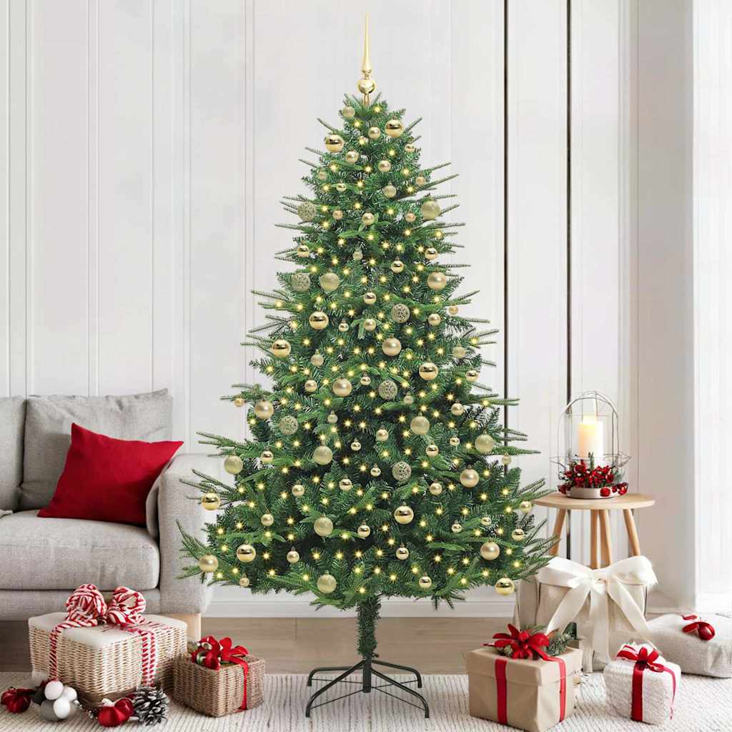 vidaXL Künstlicher vorbeleuchteter Weihnachtsbaum mit Kugelset 120 cm