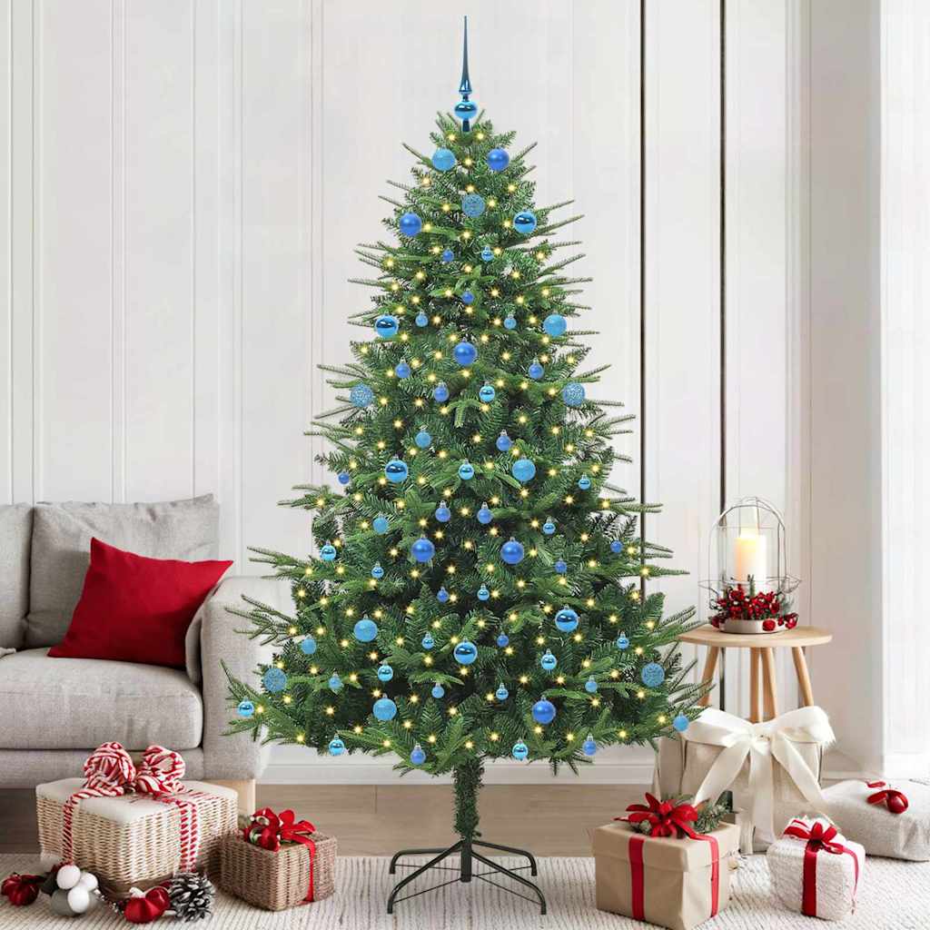 vidaXL Künstlicher vorbeleuchteter Weihnachtsbaum mit Kugelset 120 cm