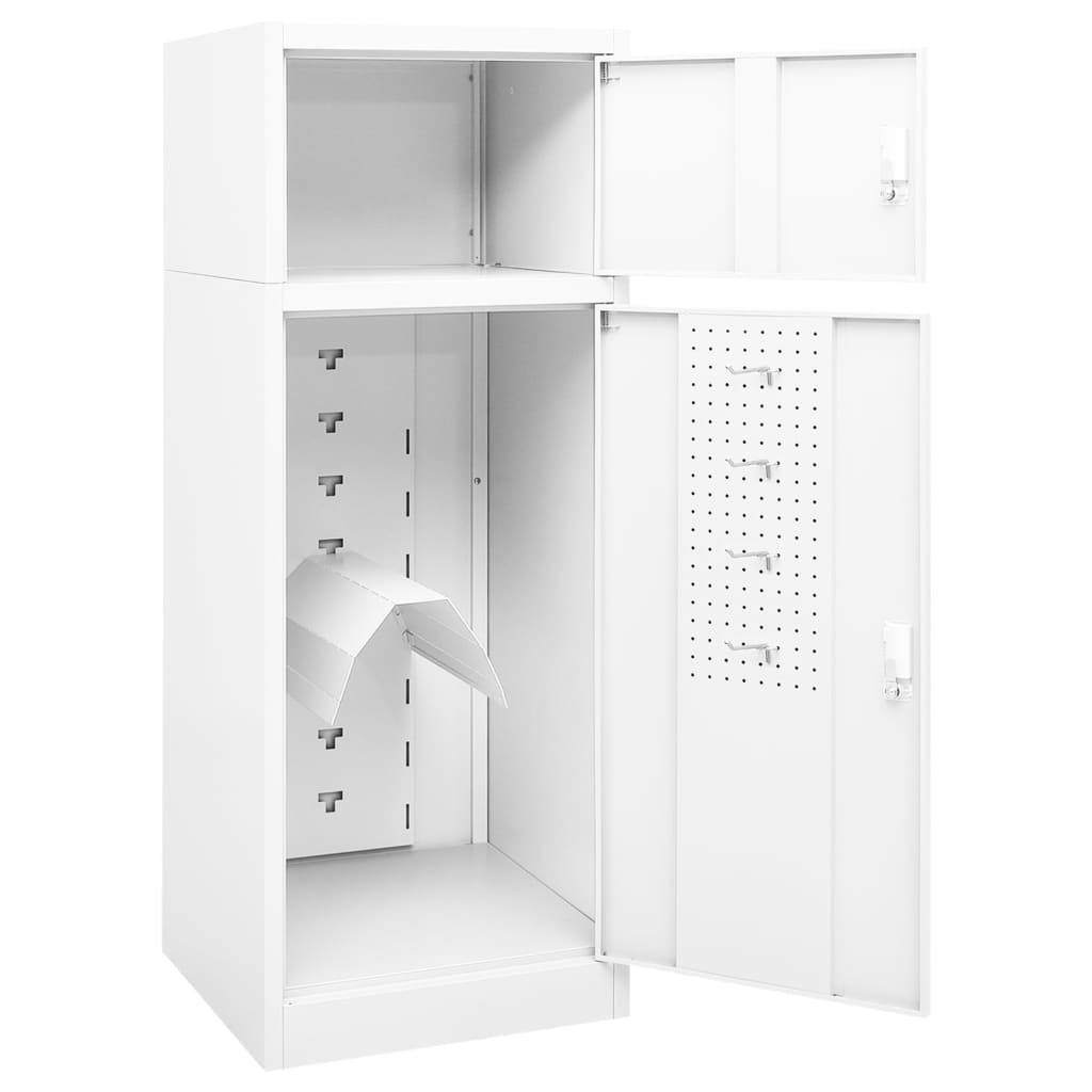 vidaXL Sattelschrank Weiß 53x53x140 cm Stahl
