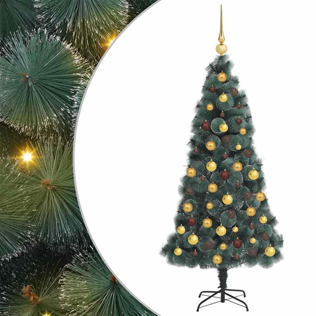 vidaXL Künstlicher beleuchteter Weihnachtsbaum mit Kugel-Set 120 cm
