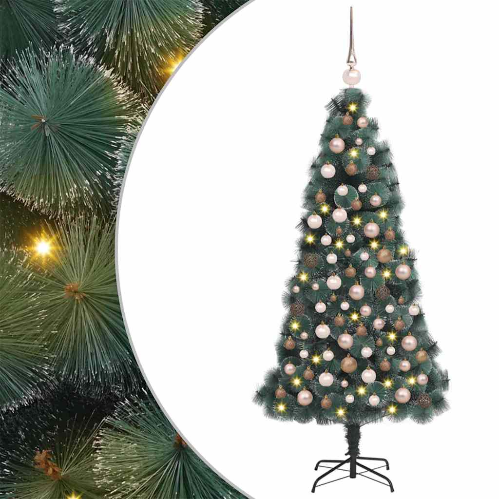 vidaXL Künstlicher beleuchteter Weihnachtsbaum mit Kugel-Set 120 cm