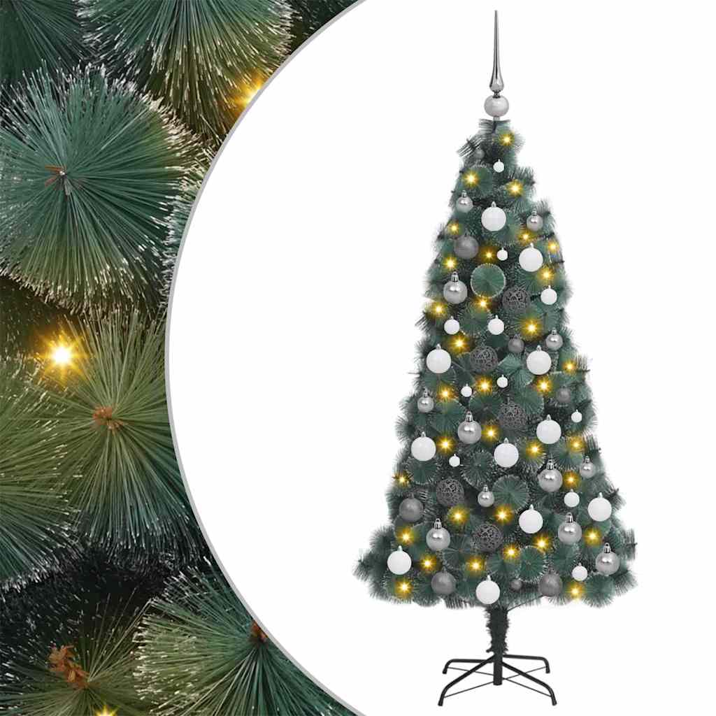vidaXL Künstlicher beleuchteter Weihnachtsbaum mit Kugel-Set 120 cm