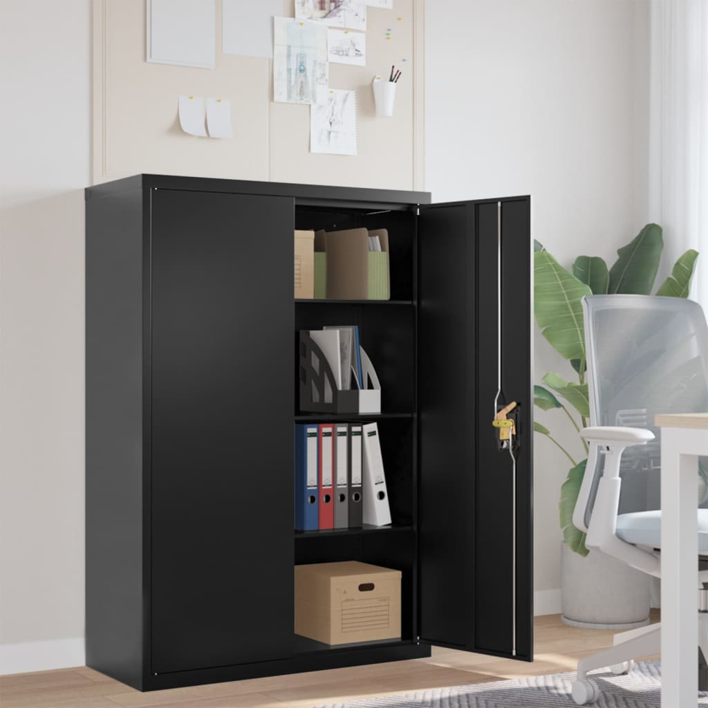 vidaXL Aktenschrank mit 2 Türen Grau 90 cm Stahl
