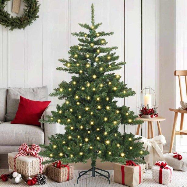 vidaXL Künstlicher klappbarer Weihnachtsbaum Grün 150 cm PVC und Stahl