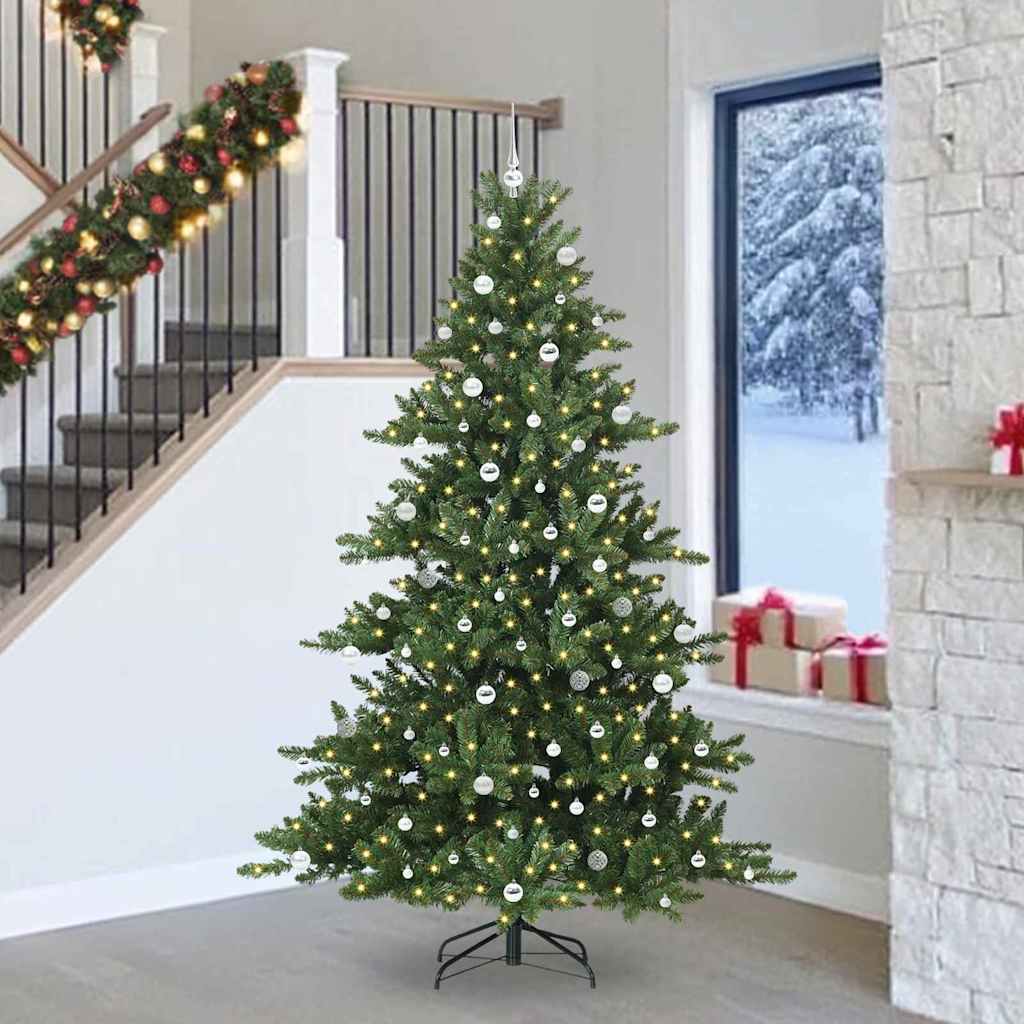 vidaXL Künstlicher klappbarer Weihnachtsbaum Grün 150 cm PVC und Stahl