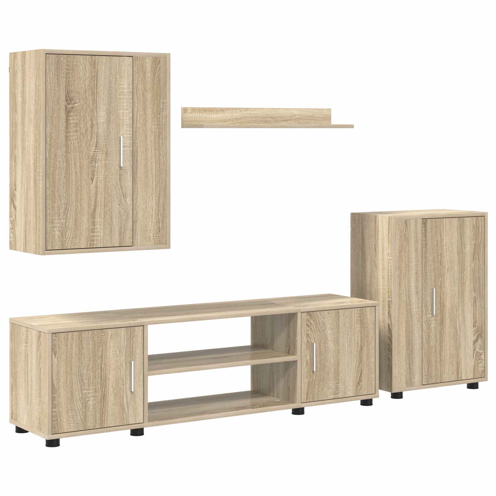 vidaXL TV-Schrankset Wandmontiert 4 pcs Weiß Holzwerkstoff