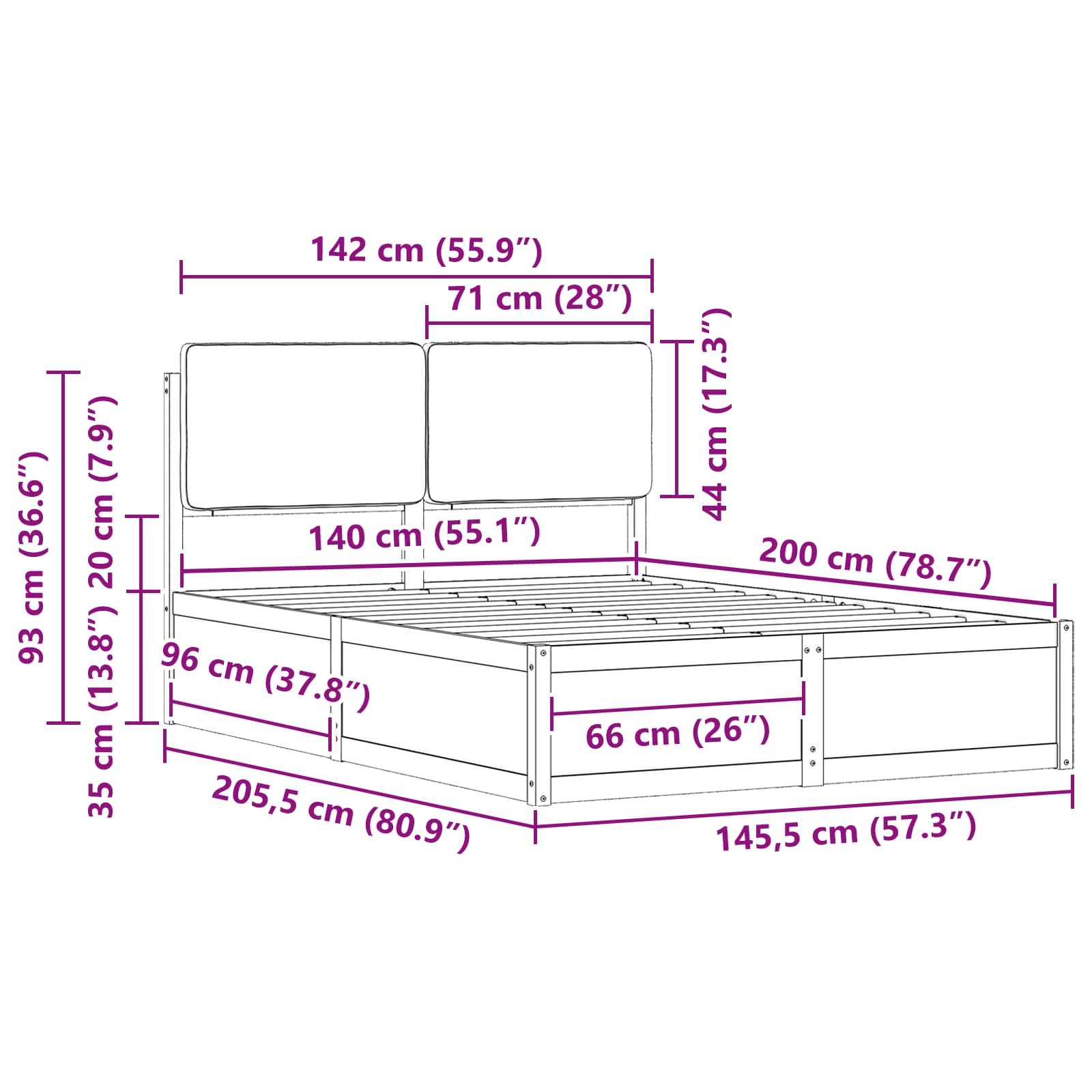 vidaXL Bettgestell mit gepolstertem Kopfteil Hellgrau 200 x 200 cm
