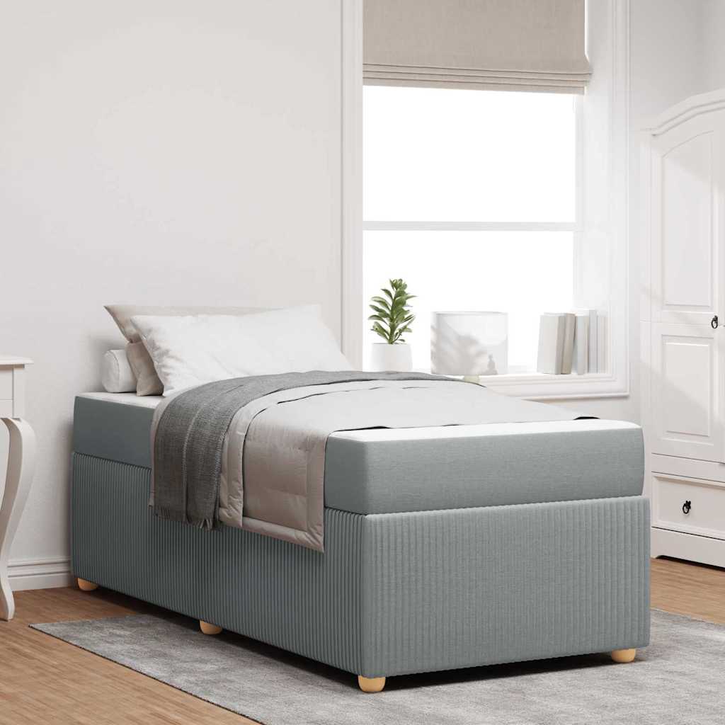 vidaXL Bettrahmen mit Matratze Hellgrau 80 x 200 cm Stoff