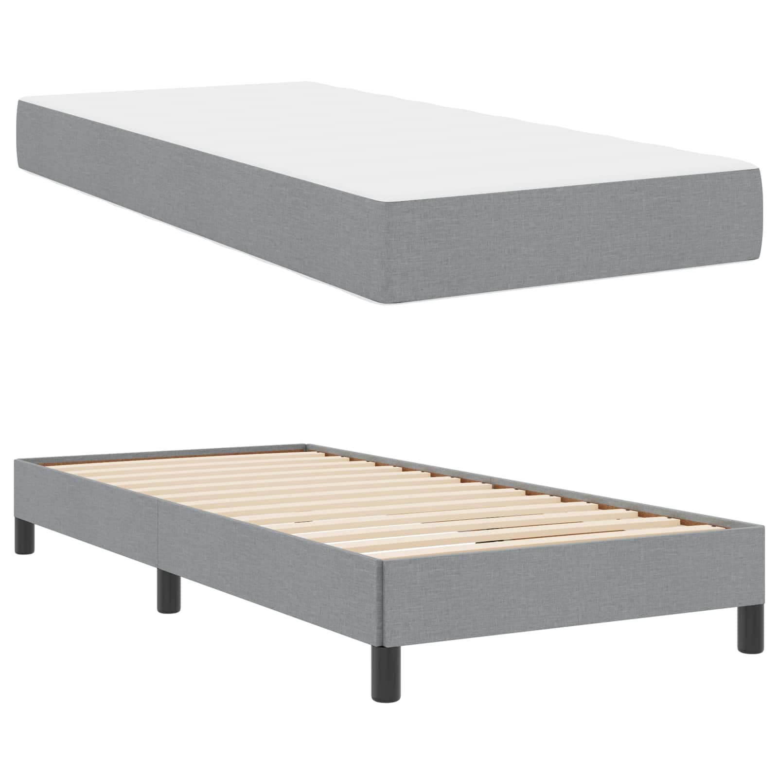 vidaXL Boxspringbett mit Matratze Hellgrau 80 x 200 cm Stoff