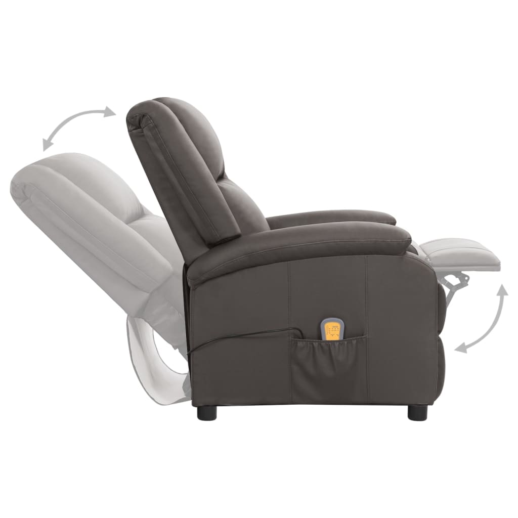 vidaXL Massagesessel Grau Echtleder