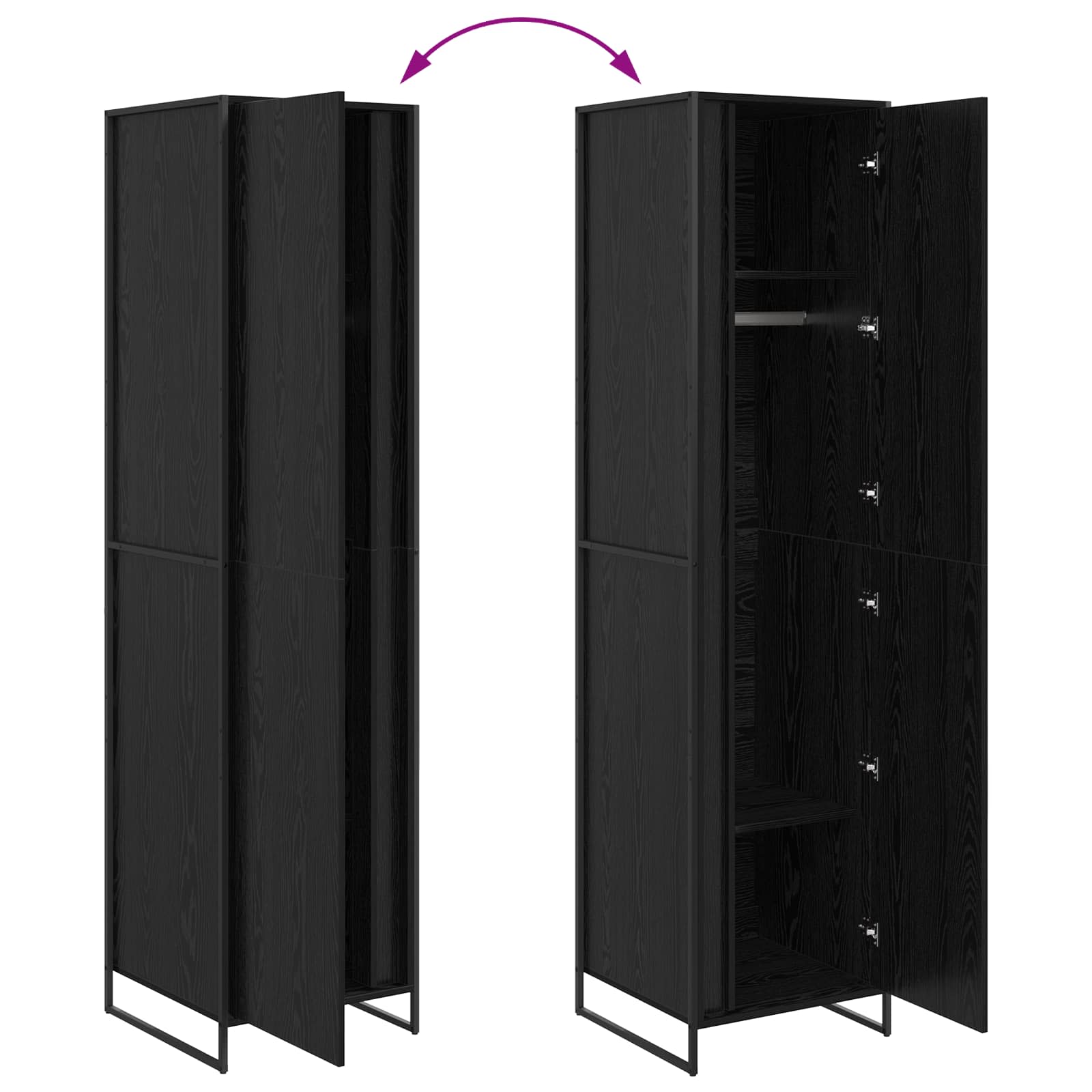 vidaXL Warderobe mit Tür 2 pcs Schwarz Eichen-Optik 50 x 50 x 200 cm