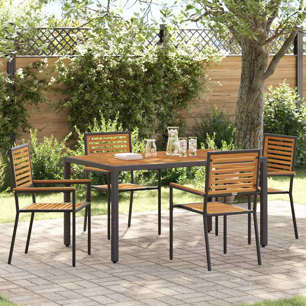vidaXL Garten Stapelstühle 4 pcs Braun und Schwarz