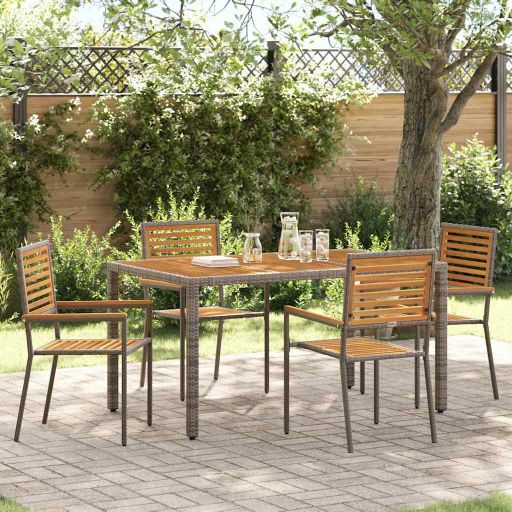 vidaXL Garten Stapelstühle 4 pcs Braun und Schwarz