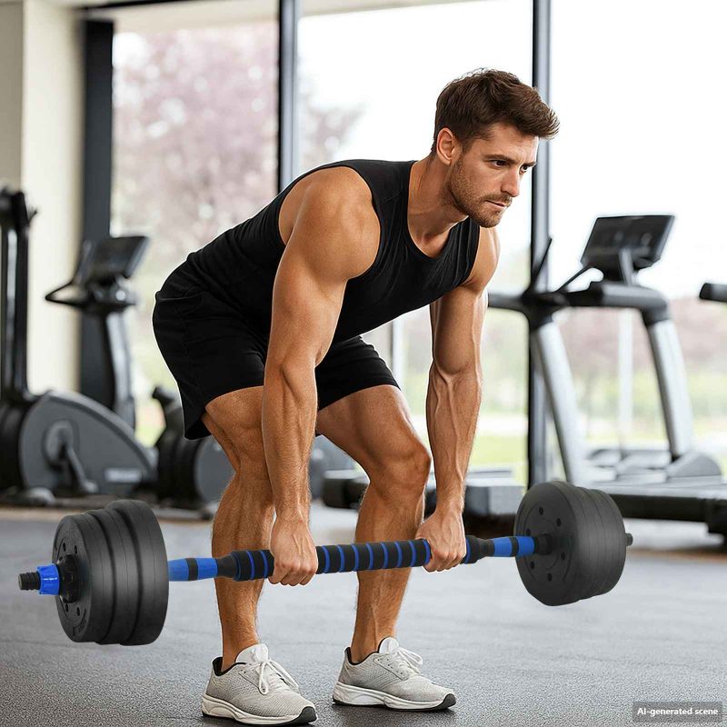 vidaXL 2-in-1 Hantelset Schwarz und Rot 121 x 19,5 x 19,5 cm