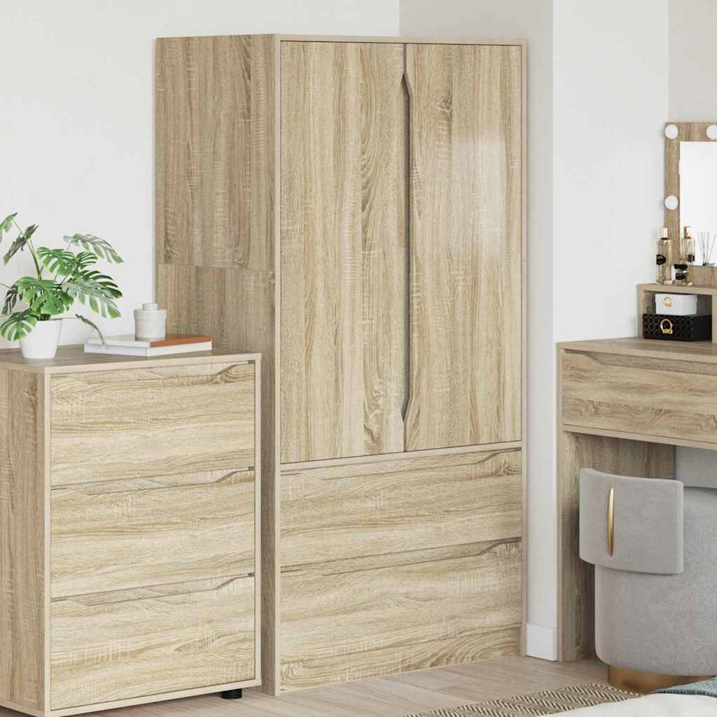 vidaXL Badezimmerschrank mit Tür Weiß 79,5 x 49 x 156 cm Holzwerkstoff