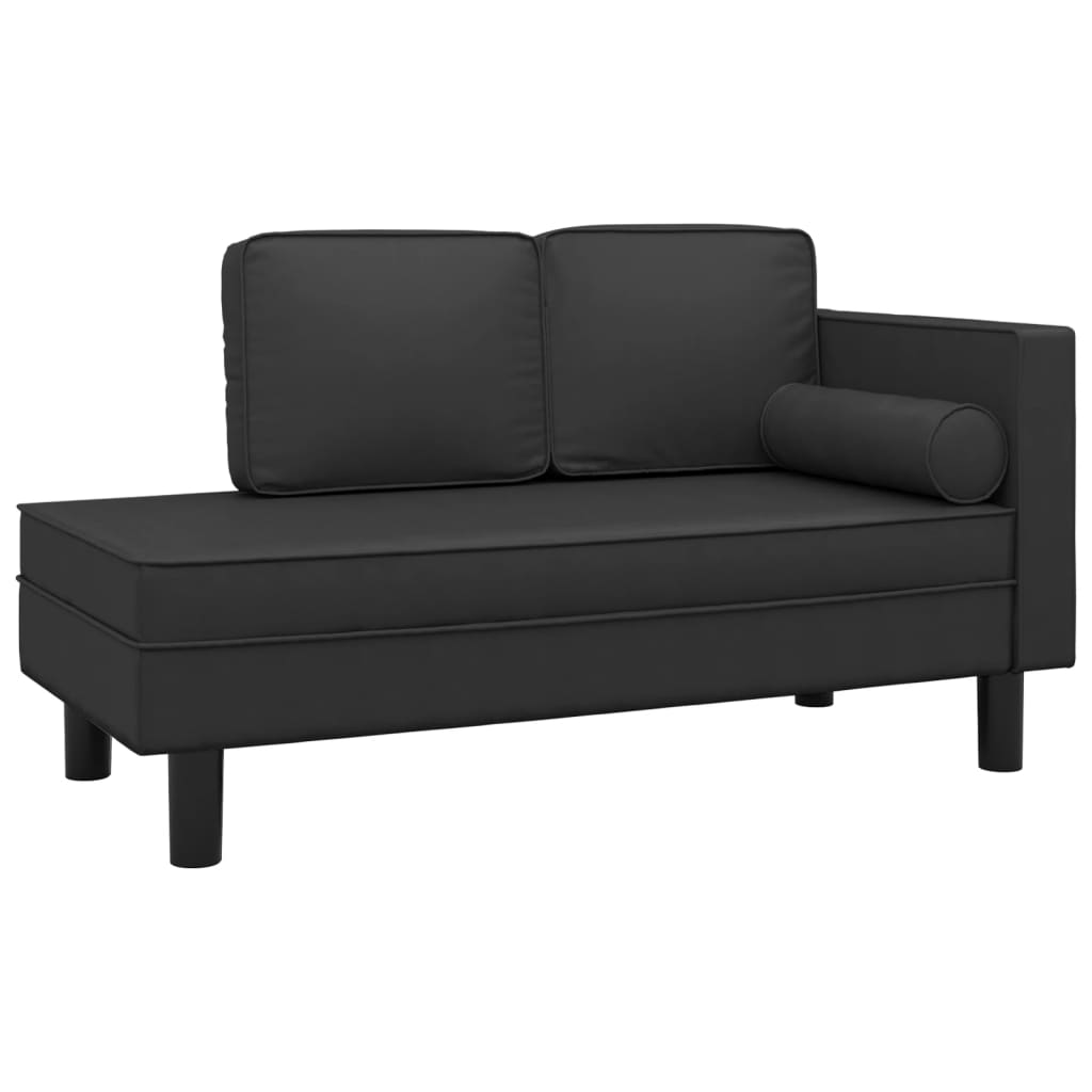 vidaXL Chaiselongue mit Kissen und Nackenrolle Schwarz Kunstleder