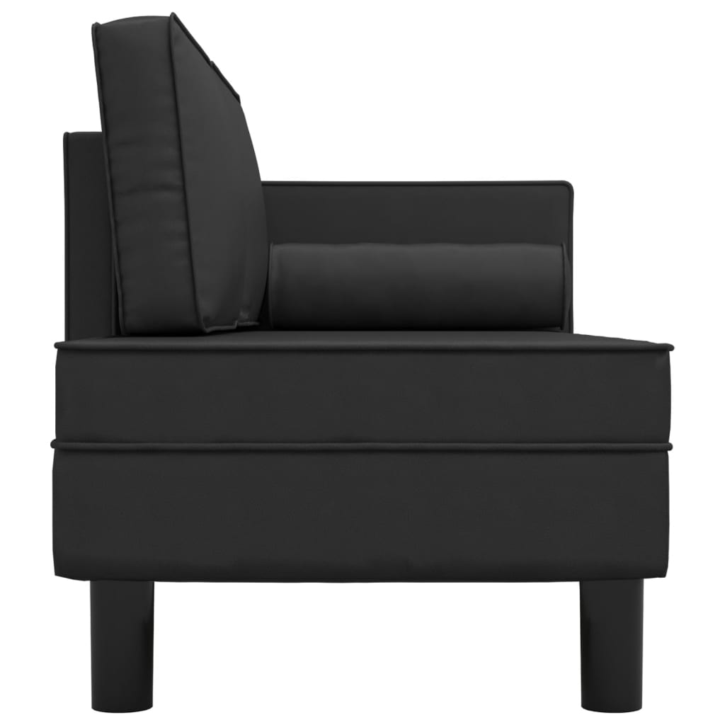 vidaXL Chaiselongue mit Kissen und Nackenrolle Schwarz Kunstleder