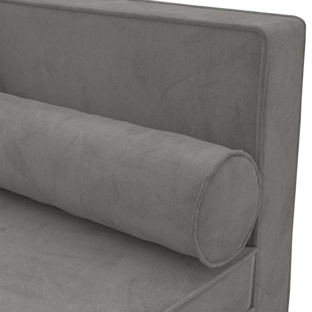 vidaXL Chaiselongue mit Kissen und Nackenrolle Hellgrau Samt