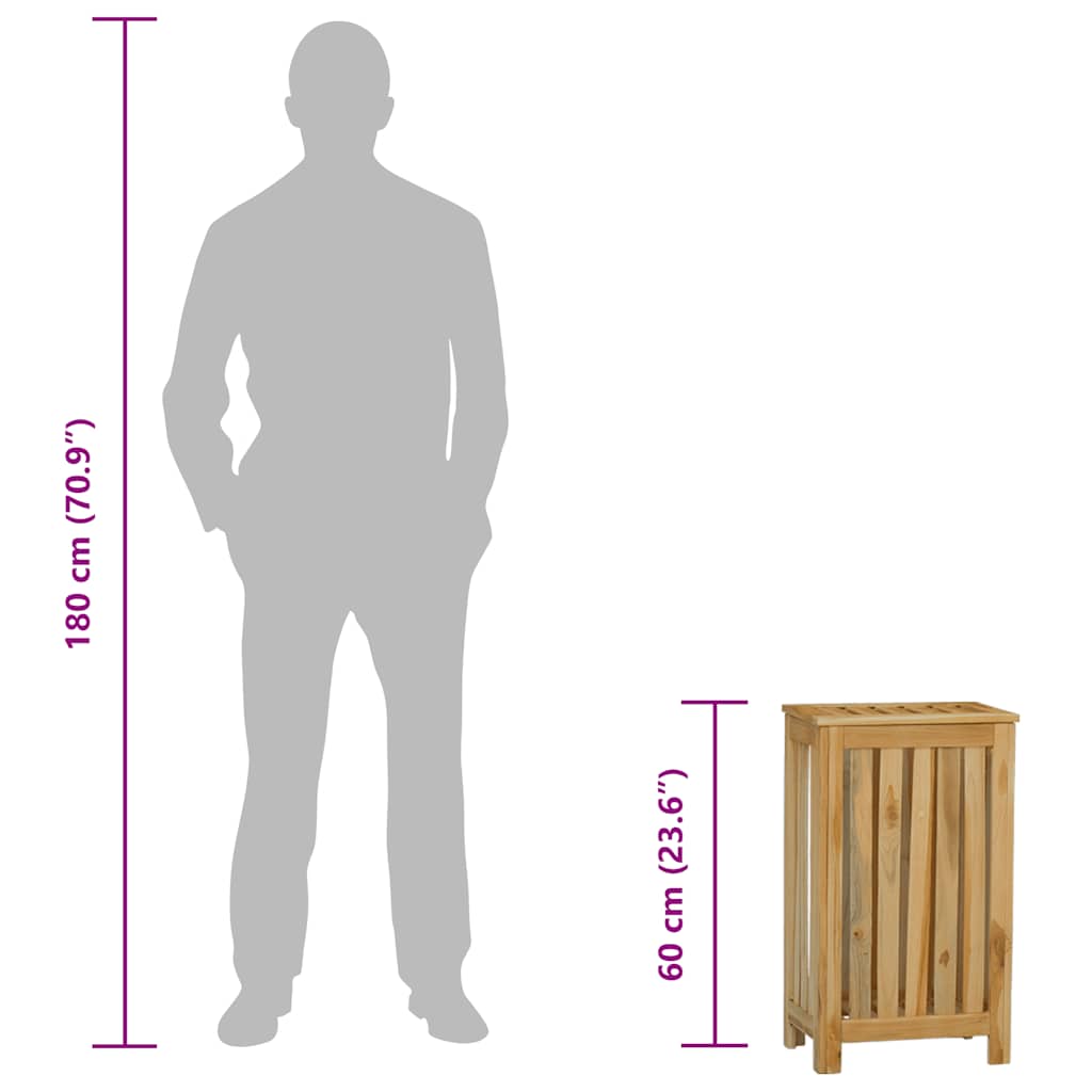 vidaXL Wäschebehälter 35x25x60 cm Massivholz Teak