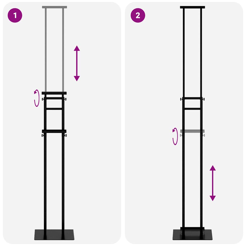 vidaXL Messestände 2 pcs Schwarz 30 x 24 x 208 cm Eisen