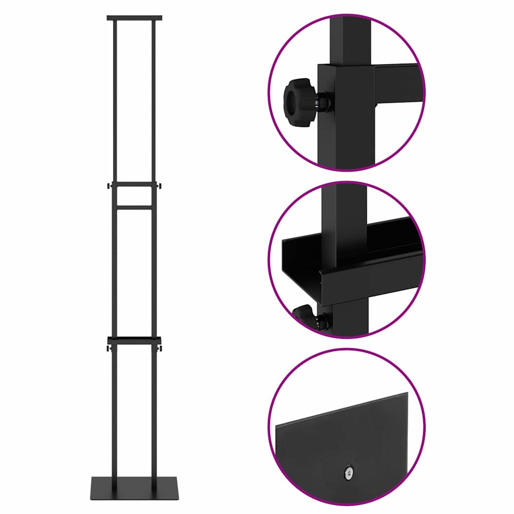 vidaXL Messestände 2 pcs Schwarz 30 x 24 x 208 cm Eisen