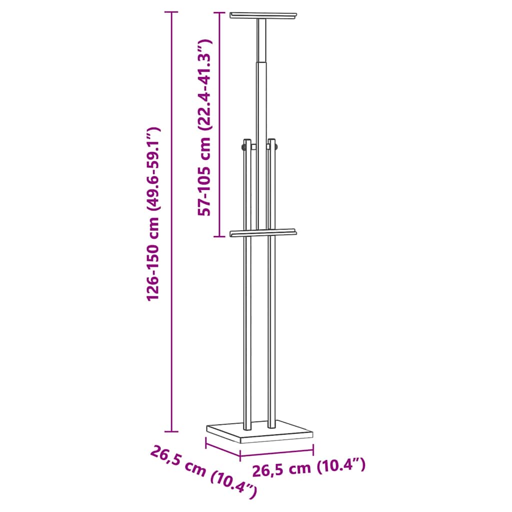 vidaXL Messestände 2 pcs Schwarz 26,5 x 26,5 x 127 cm Stahl