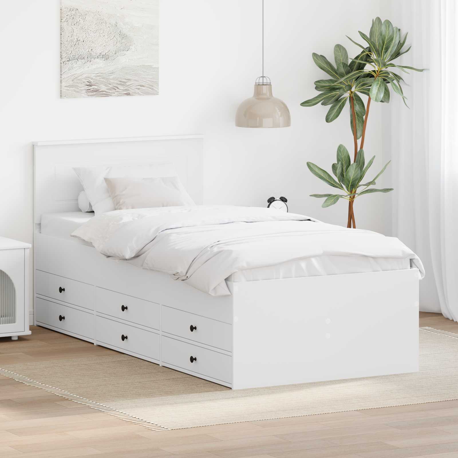 Tagesbett Weiß und Schwarz 100 x 200 cm Holzwerkstoff