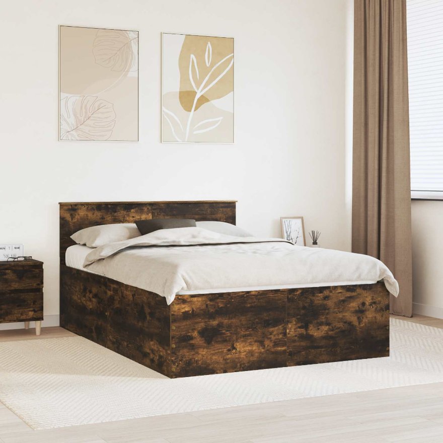 vidaXL Bettrahmen mit Kopfteil Weiß 200 x 200 cm Holzwerkstoff