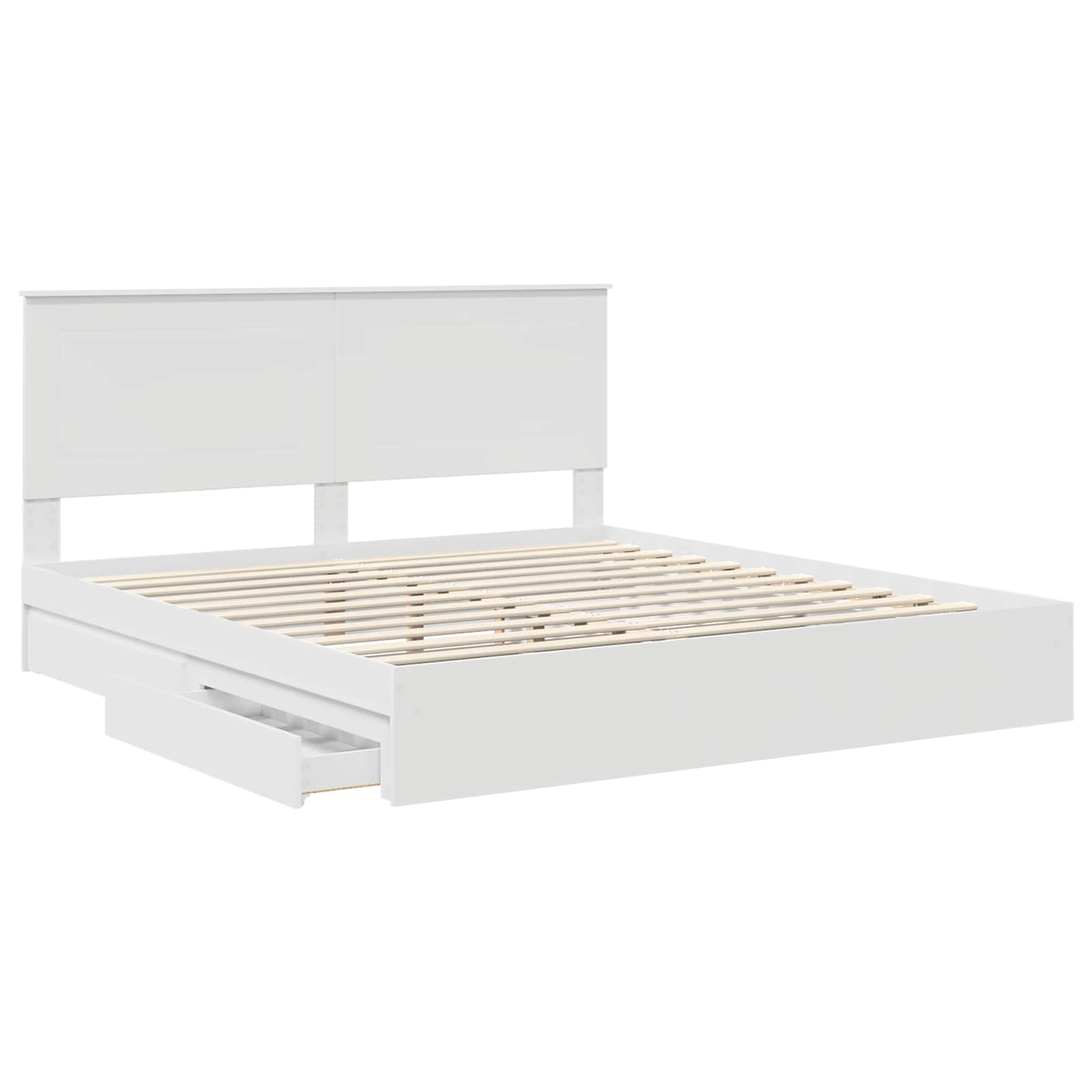 vidaXL Aufbewahrungsbett mit Kopfteil Weiß 200 x 200 cm Holzwerkstoff