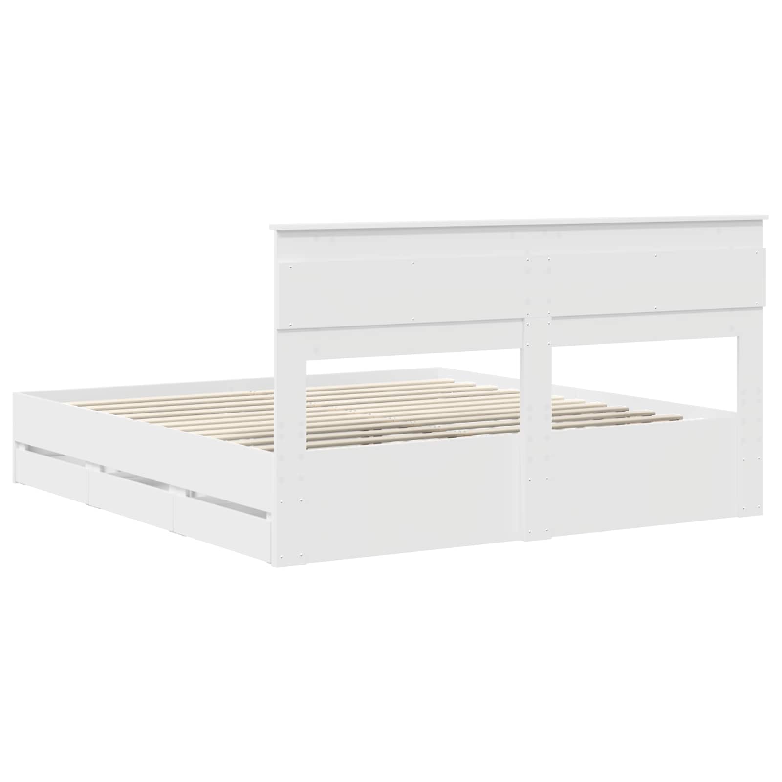 vidaXL Bettrahmen mit Schubladen Weiß 200 x 200 cm Ingenieurs Holz